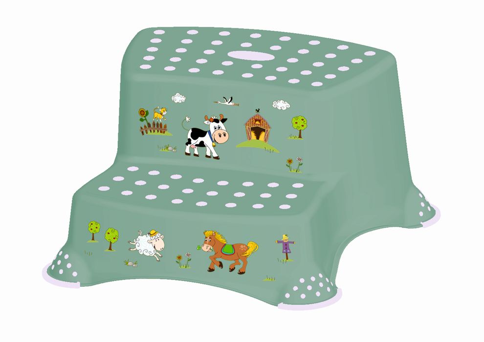 taburetka 2stup. 40x37,v.21cm, FUN.FARM sev.zel., prostiskluz., plast