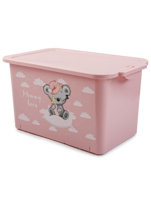 box 21,0l MOMMY LOVE růž., víko, 40x24x23cm, plast