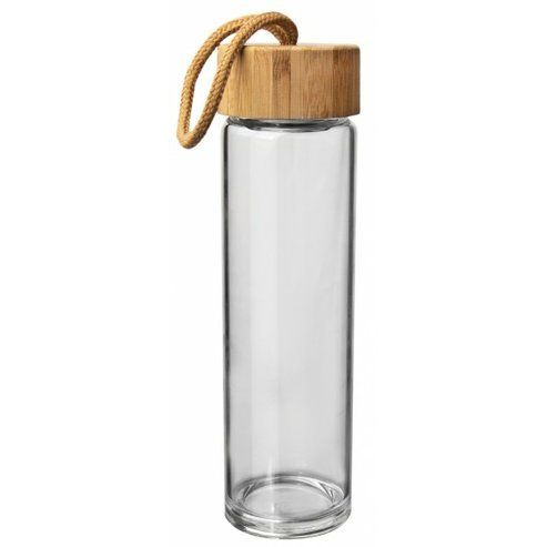 láhev 0,45l sklo, sítko, šroub.uzávěr bambus