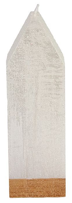 Svíčka rustik 50x50x160 DOMEČEK bílá/zlatá