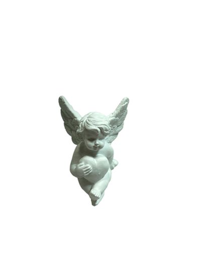 dekorace ANDĚL se srdíčkem, 3,2x3,2cm, v.5cm, polyresin