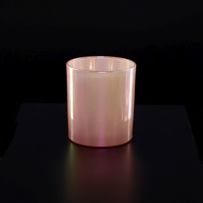 svícen d8,v8,8cm růžová perleť, sklo