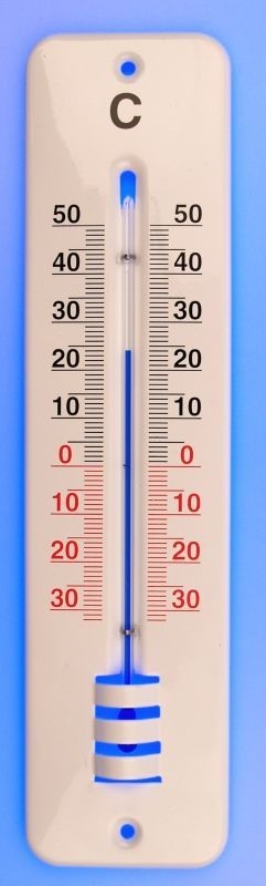 teploměr 45x8cm venk., -30°C+50°C, Al nástěnný