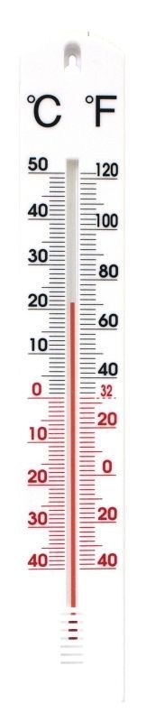 teploměr 40x6,3cm venk., -40°C+50°C, PLASTIK III