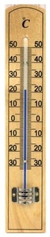 teploměr 20,0x3,5cm univ., -30°C+50°C, MINI II dřevo