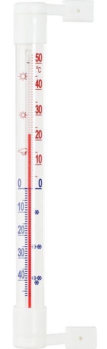 teploměr 19,0x1,8cm okenní, -50°C+50°C, samolep., plast.obj.
