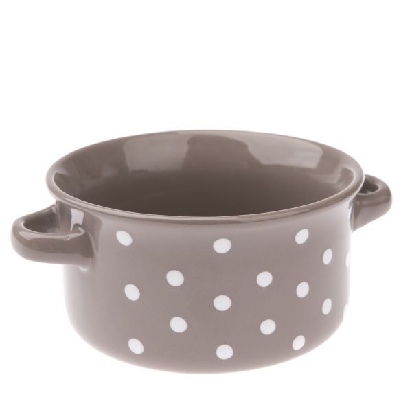 miska 560ml TM.ŠEDÁ, BÍLÝ PUNTÍK, d13,5 6,8cm, keramika
