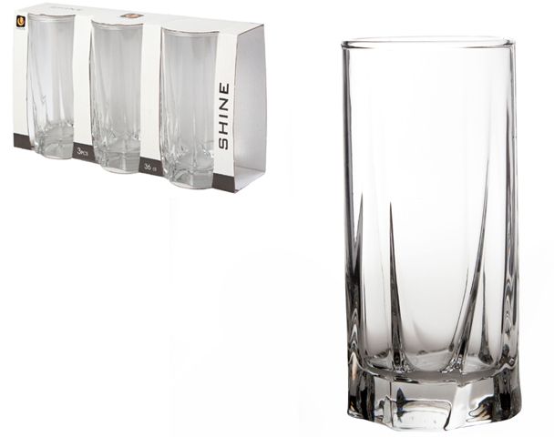 sklen. 360ml, 3ks, SHINE, voda