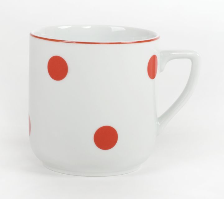 hrnek 400ml PĚTKA-Červ.puntík, čes.porcelán