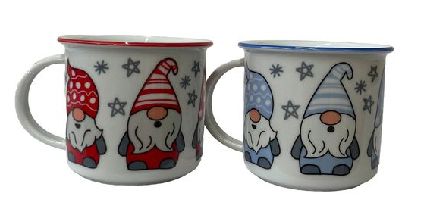 hrnek 250ml TINA - SKŘÍTEK ČERVENÝ, MODRÝ vánoční, čes.porcelán