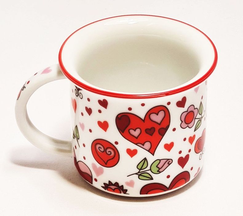 hrnek 100ml TINA - VES.SRDÍČKA červ., čes.porcelán