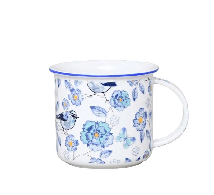 hrnek 380ml TINA - MODŘÍ PTÁCI DF, čes.porcelán