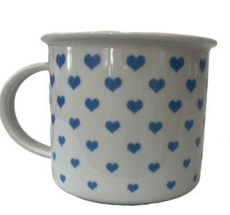 hrnek 380ml TINA - modrá SRDÍČKA U3295/38, čes.porcelán