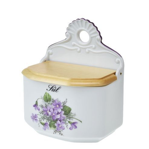 slánka, cukřenka 0,70l závěsná FIALKY s víčkem, čes.porcelán
