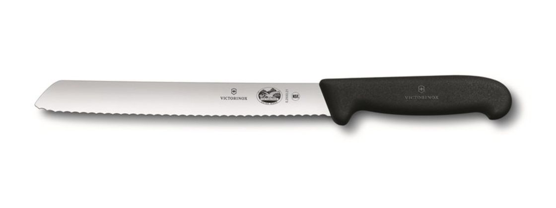 nůž 21cm ostří, kuch., chléb vln., FIBROX, protiskl. VICTORINOX, černý