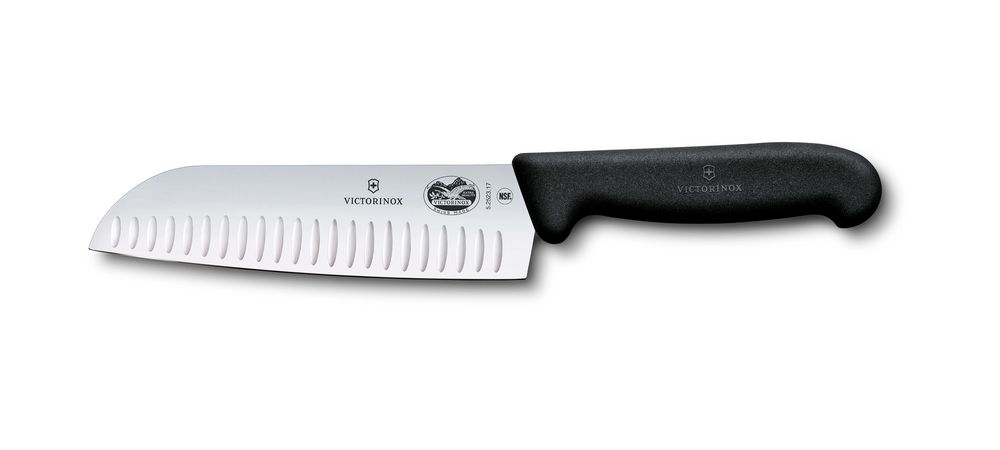 nůž 17cm ostří, SANTOKU, FIBROX, protiskl. VICTORINOX, černý