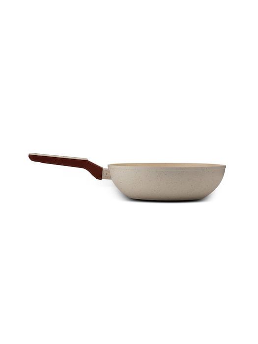 pánev d28cm WOK, TERRESTRIAL, nepřil.povrch-béž.granit,  indukce