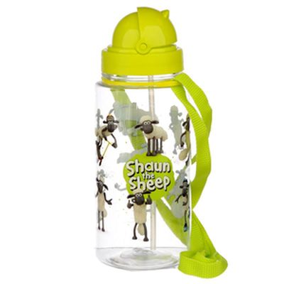 láhev 0,45l Ovečka SHAUN, brčko, víčko, dětská, d7x23cm závěs, plast