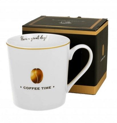 hrnek 380ml COFFEE TIME, bílý porcelán, DB