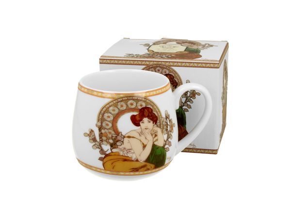 hrnek 430ml baňatý A.MUCHA, porcelán, DB