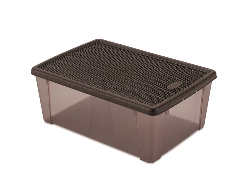 box 10,0l+víko 36,5x25,5x14cm hnědý ELEGANCE-L, plast