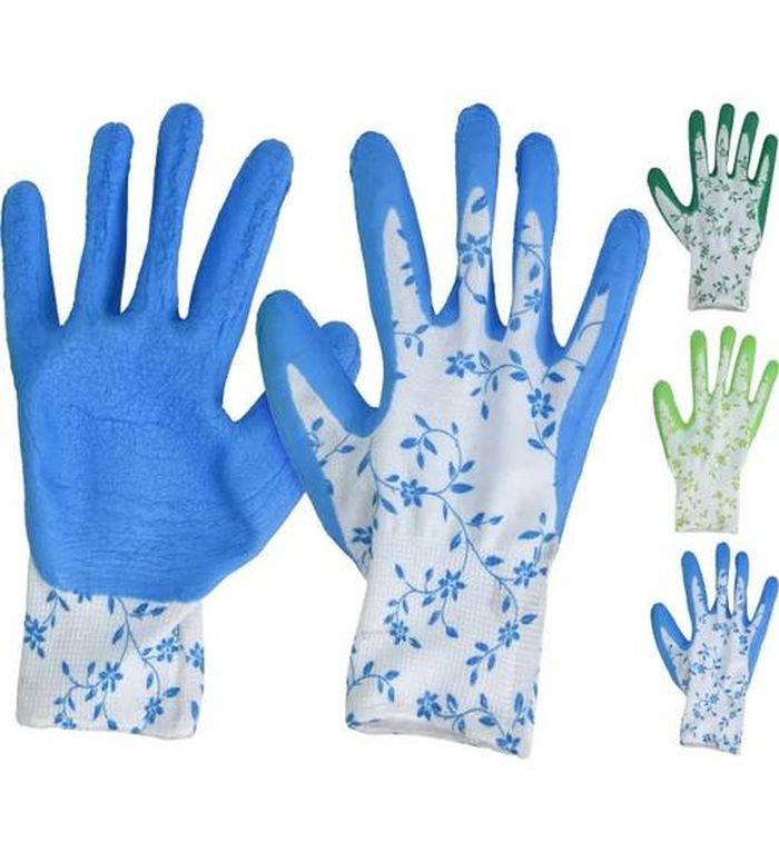 rukavice 1 pár, PES+PVC, modré, zahradní