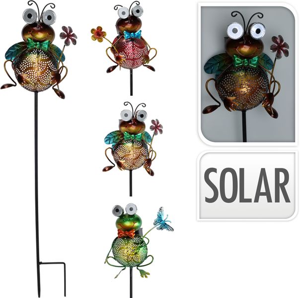 zápich ZVÍŘÁTKA, solární oči, 3druhy, kov
