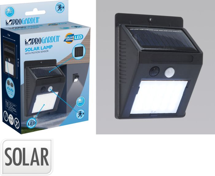 svítilna solární NA ZEĎ, pohyb.senzor, plast/kov