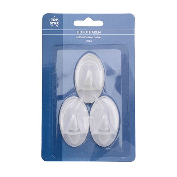 háček- 3ks-TRANSPARENT, 5cm, samolep., plast    *PO 25.2.2024