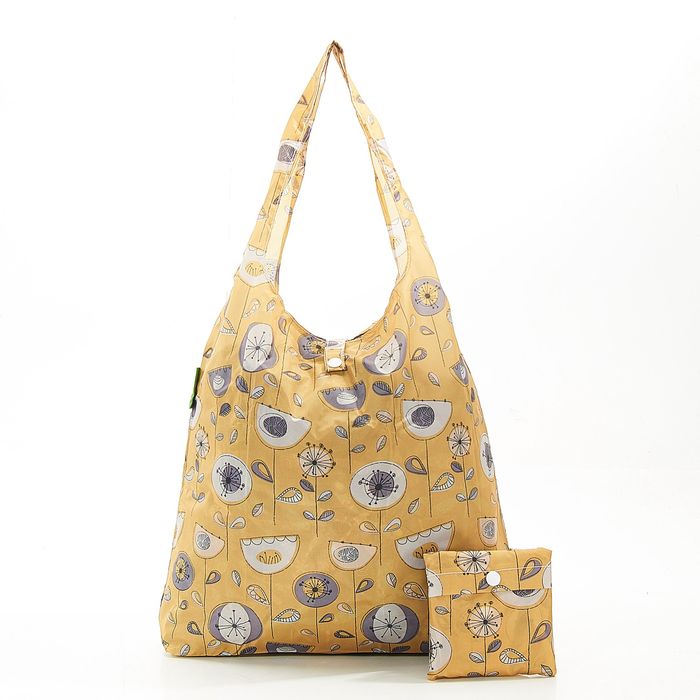 taška nákup. KVĚT 1950-hořčicová, 56x38x10cm, Anglie, textil